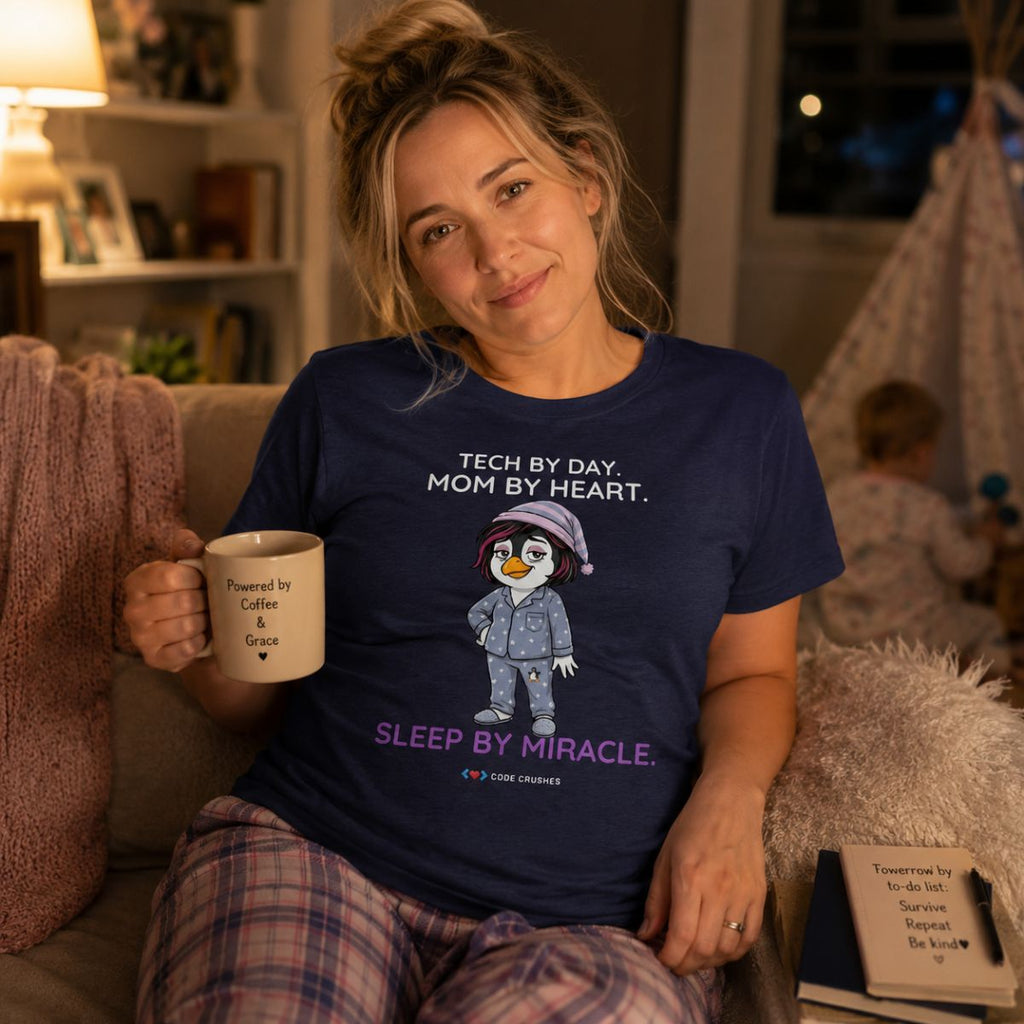 Tech by Day. Mom by Heart. Sleep by Miracle. T-Shirt
