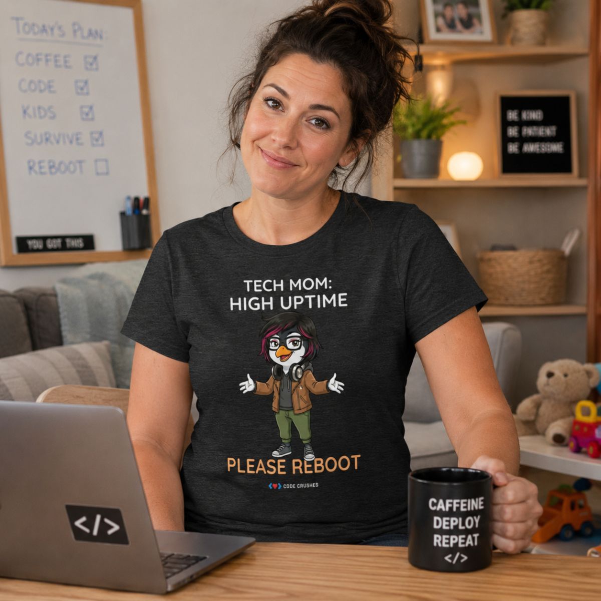 Tech Mom: High Uptime. Please Reboot. T-Shirt