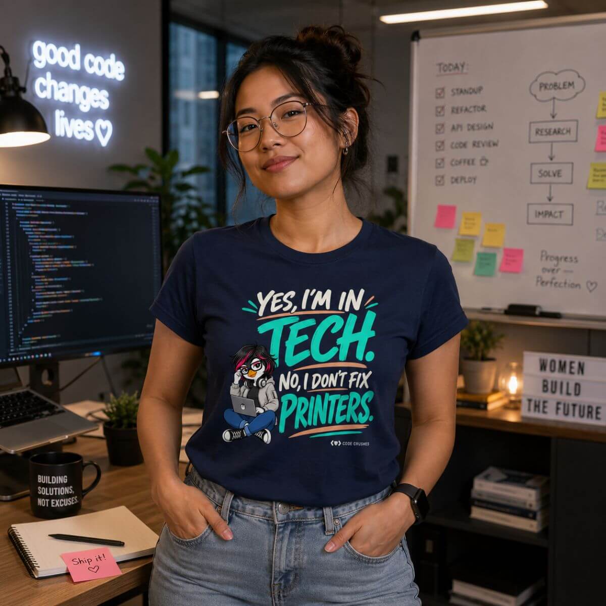 Code Crushes T-SHIRT Yes, I'm in Tech. No, I Don't Fix Printers T-Shirt