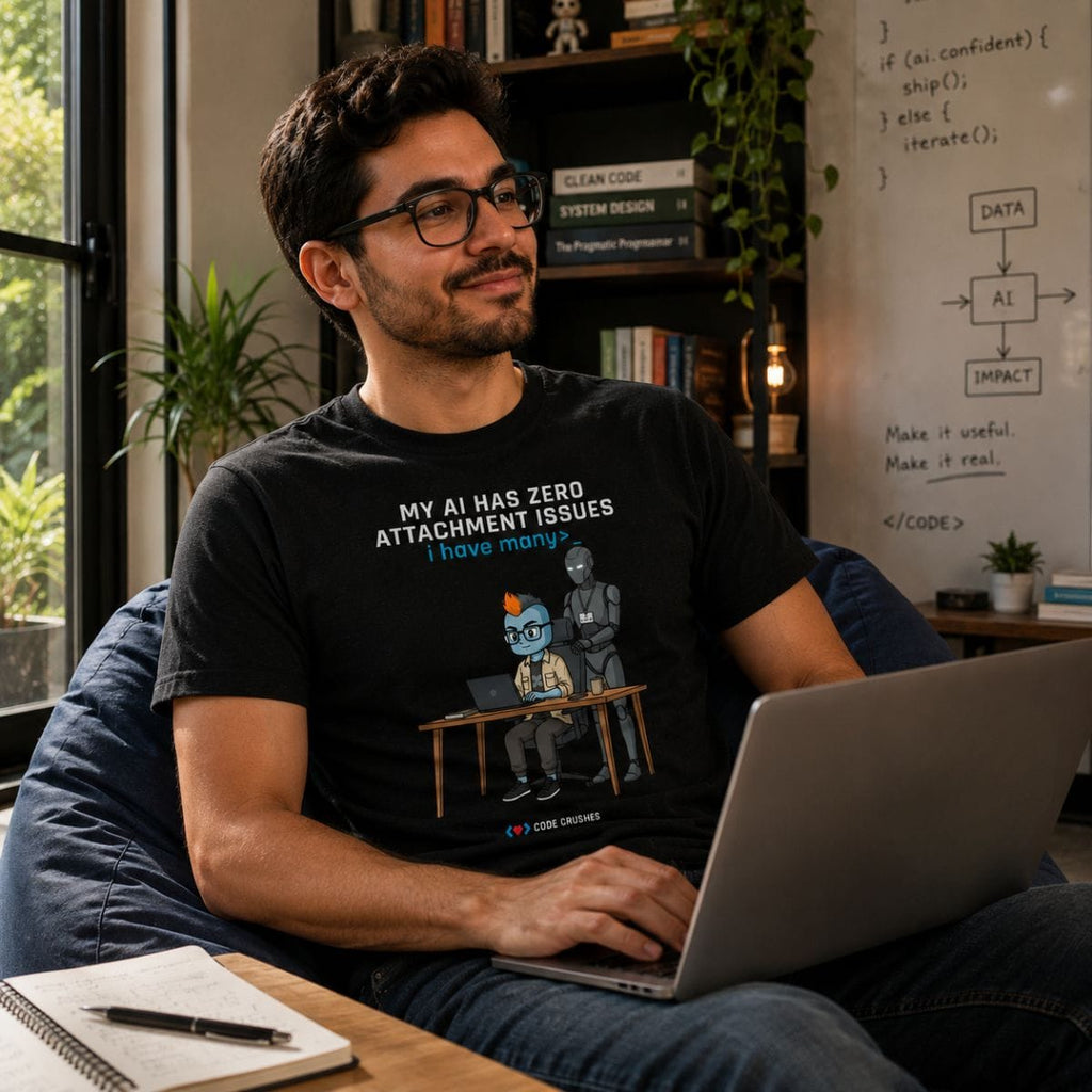 Code Crushes T-SHIRT Black Heather / S My AI Has Zero Attachment Issues. I Have Many. T-Shirt