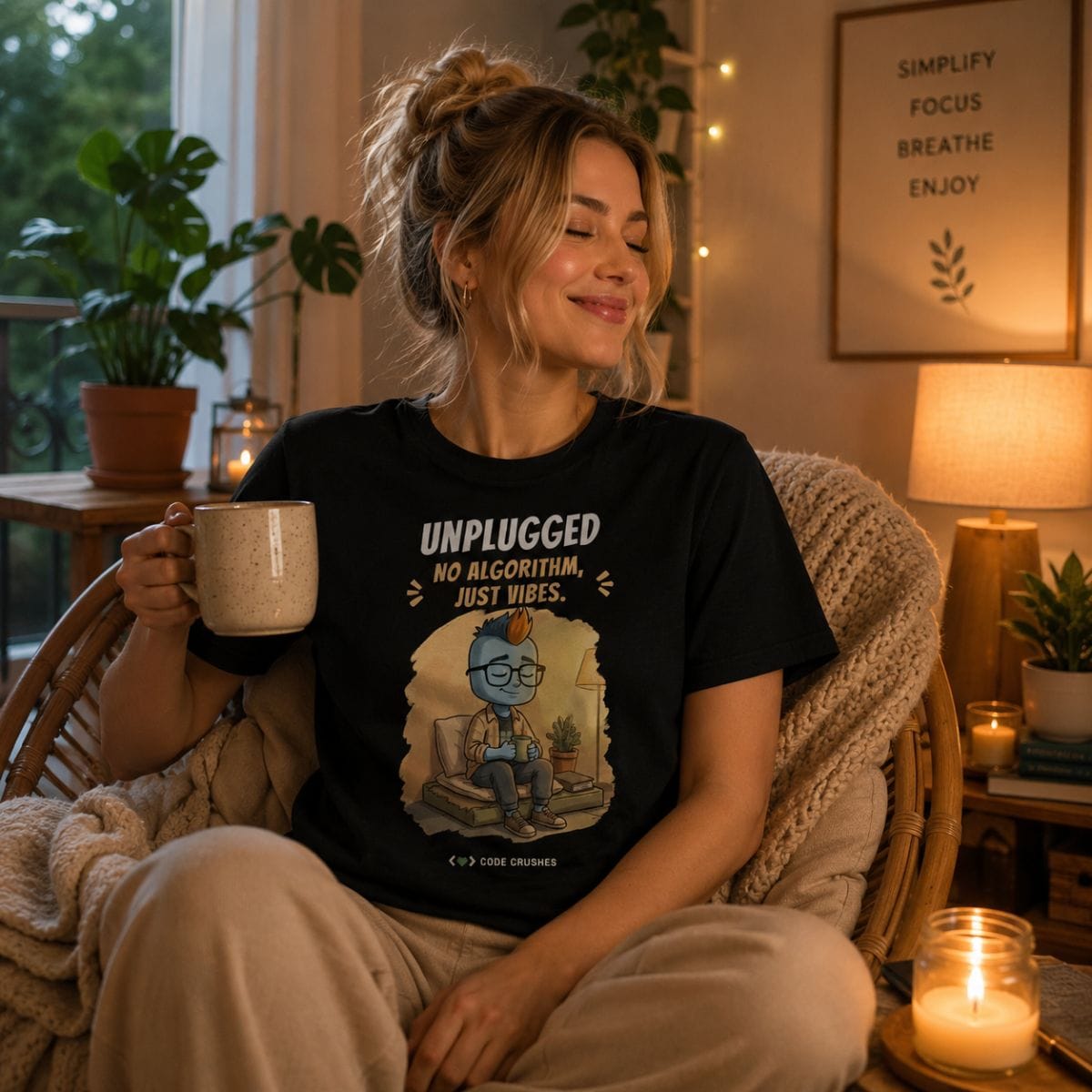 Code Crushes T-SHIRT Black / S Unplugged. No Algorithm, Just Vibes. T-Shirt