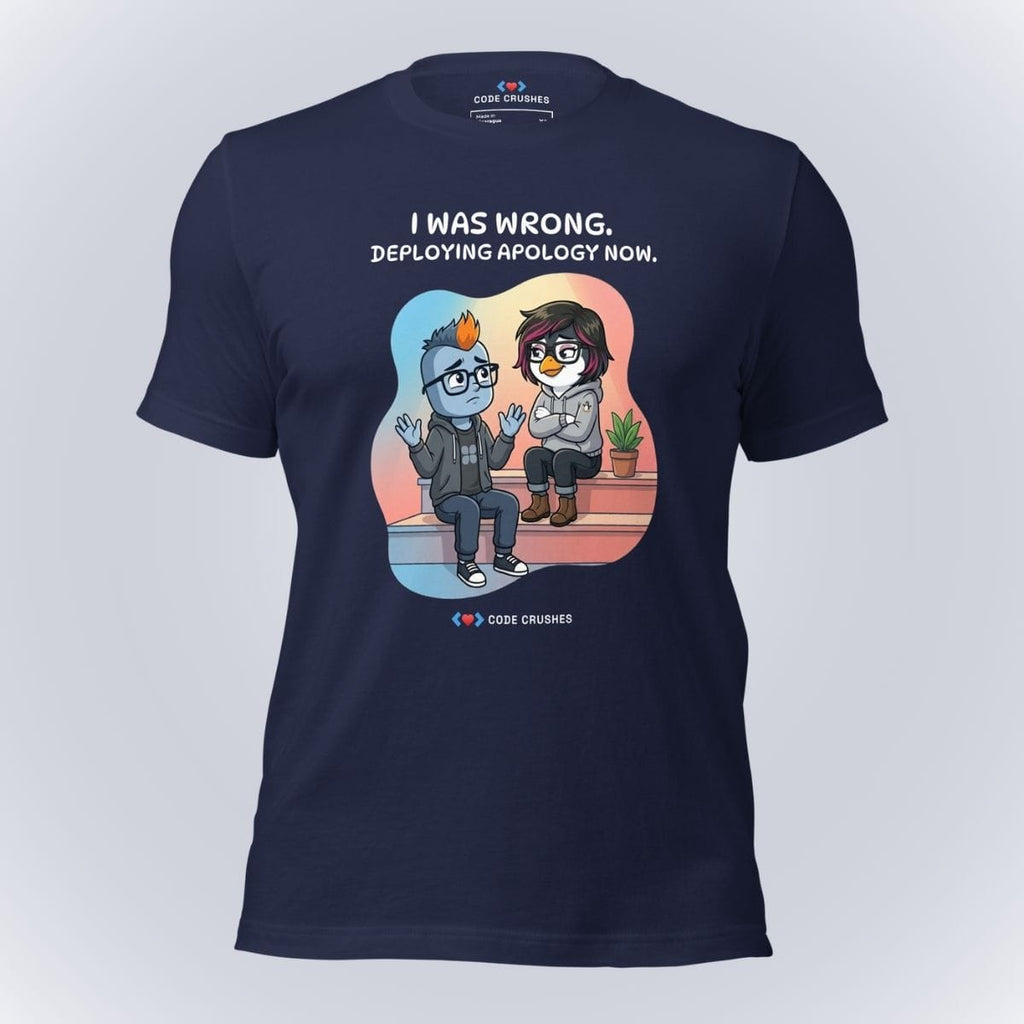 Code Crushes T-SHIRT Navy / S I Was Wrong. Deploying Apology Now. T-Shirt
