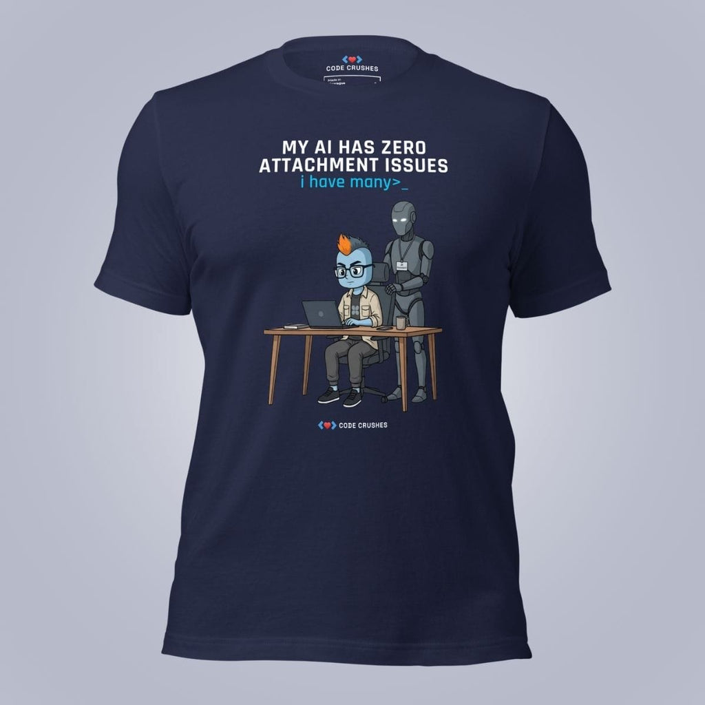 Code Crushes T-SHIRT Navy / S My AI Has Zero Attachment Issues. I Have Many. T-Shirt