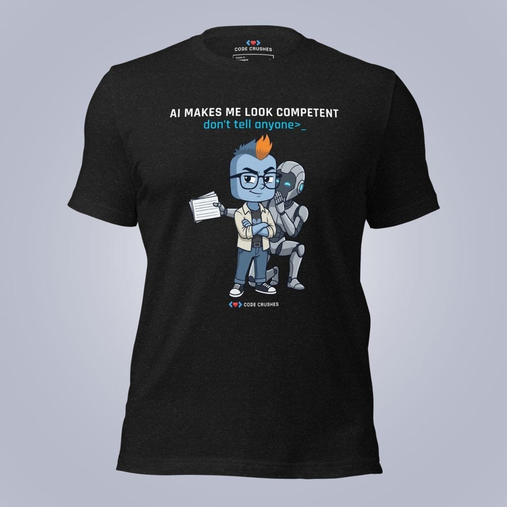 Code Crushes T-SHIRT Black Heather / S AI Makes Me Look Competent. Don't Tell Anyone. T-Shirt