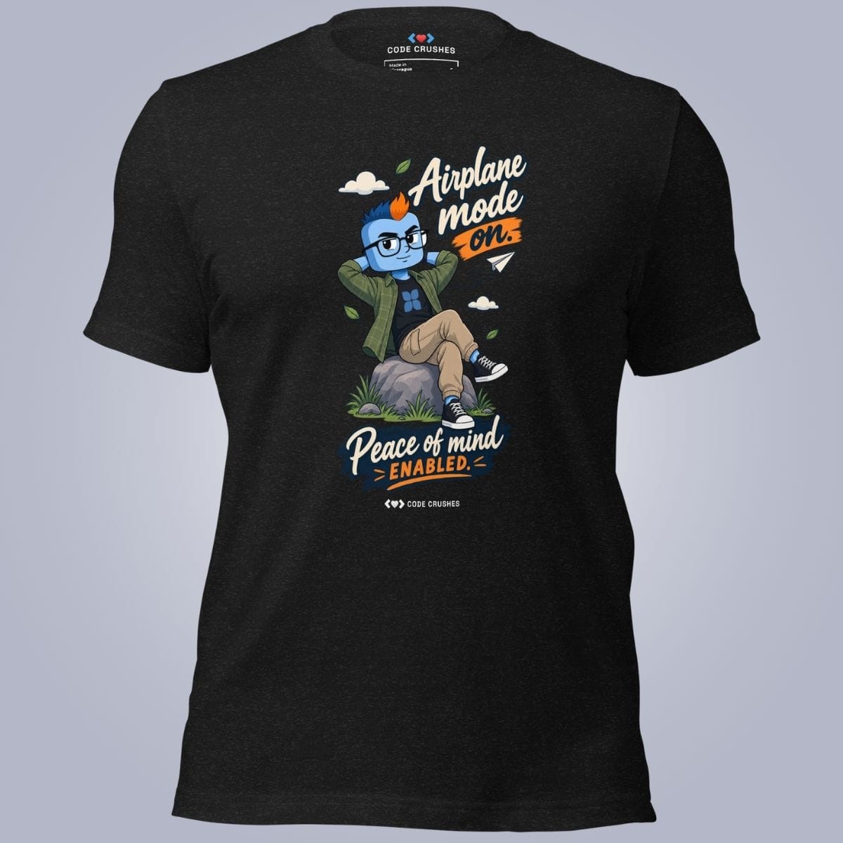 Code Crushes T-SHIRT Black Heather / S Airplane Mode On, Peace of Mind Enabled T-Shirt
