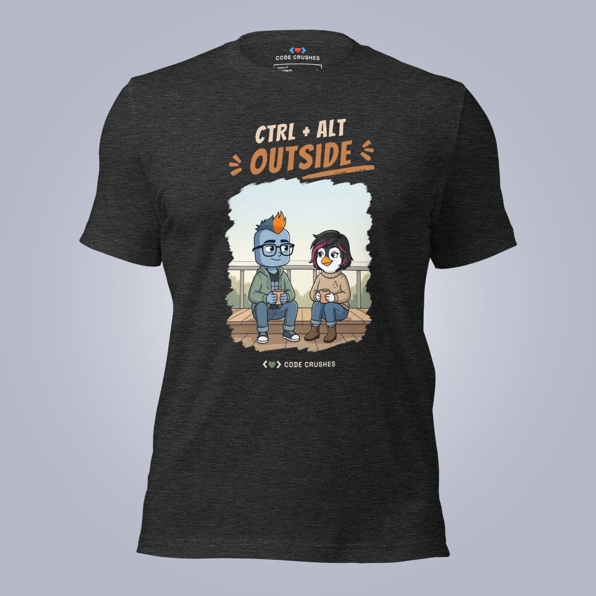 Code Crushes T-SHIRT Dark Grey Heather / S Ctrl + Alt + Outside. T-Shirt
