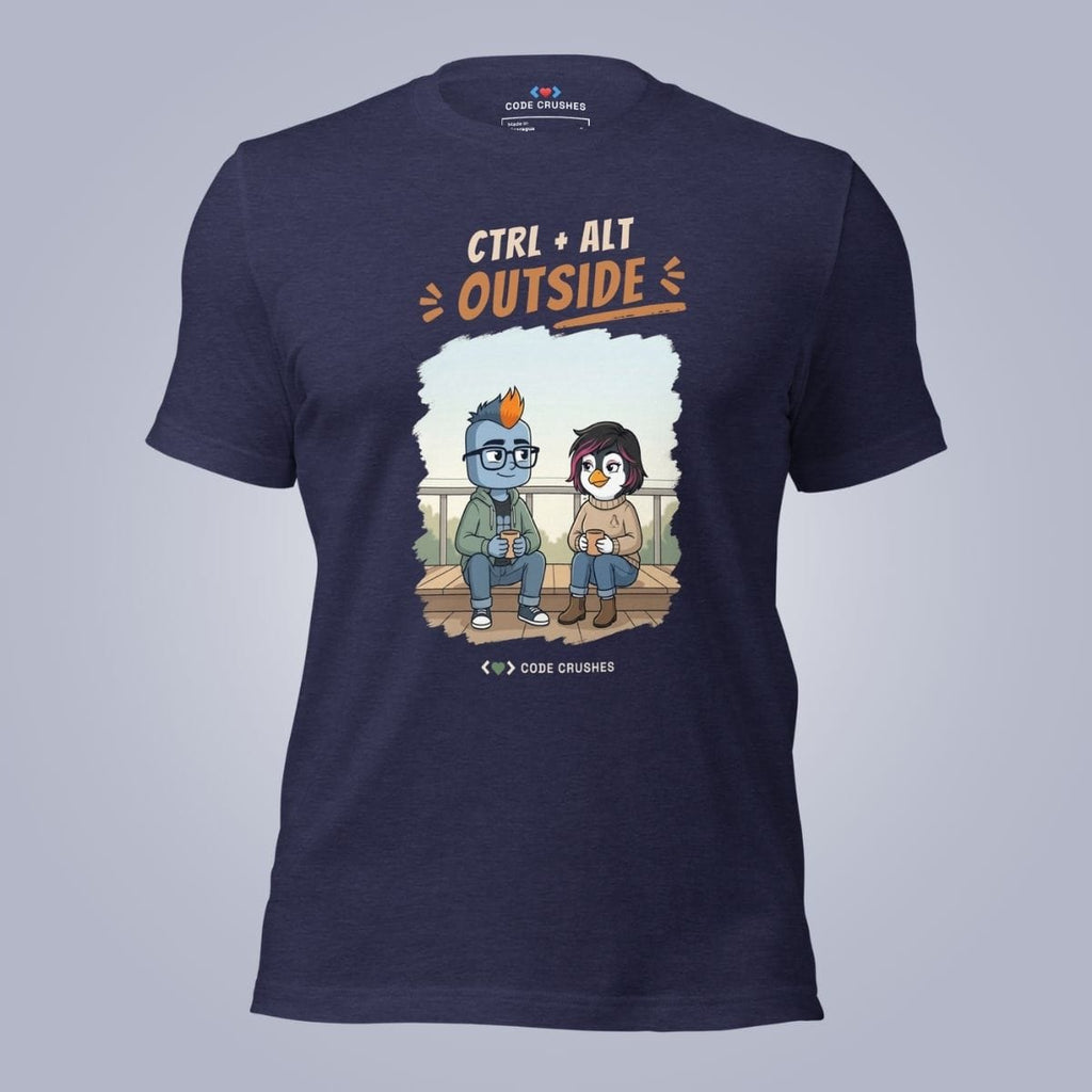 Code Crushes T-SHIRT Heather Midnight Navy / S Ctrl + Alt + Outside. T-Shirt