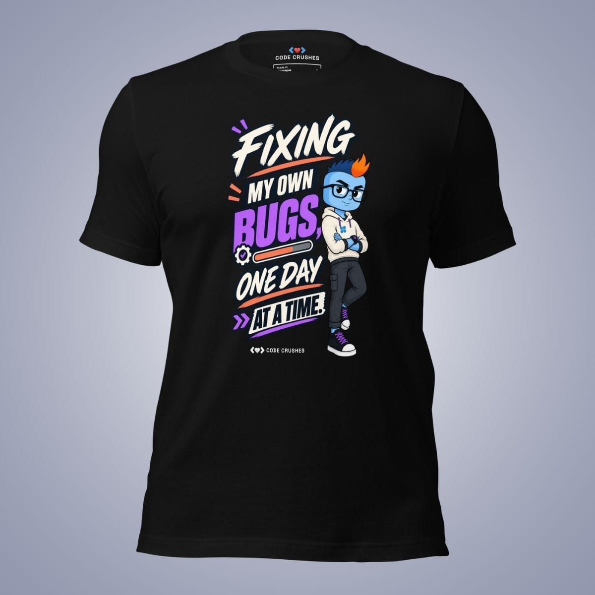 Code Crushes T-SHIRT Black / S Fixing My Own Bugs, One Day at a Time T-Shirt