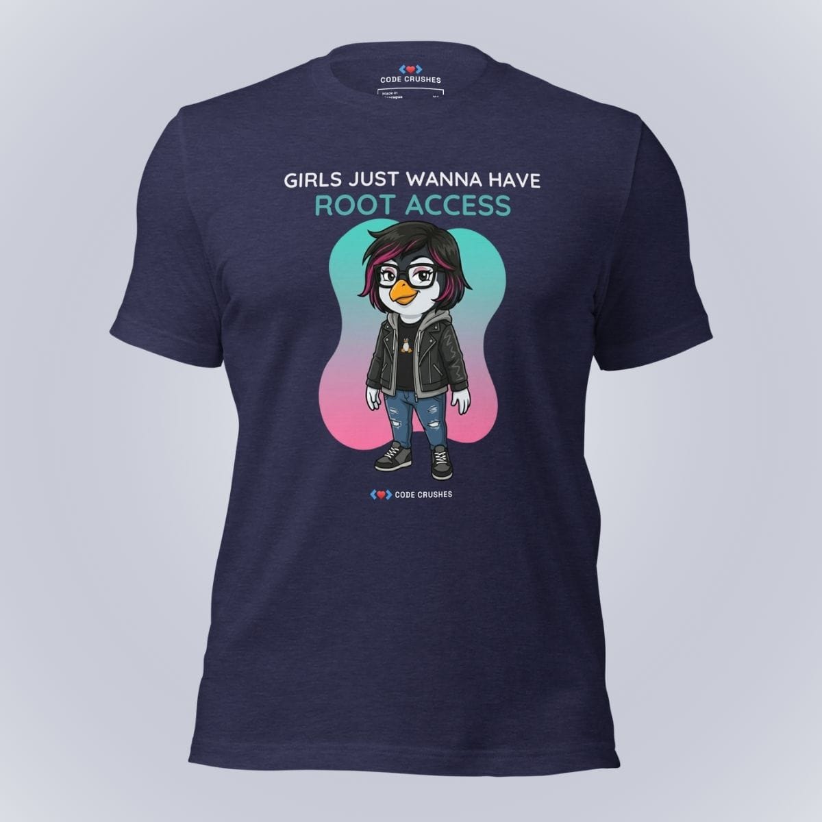 Code Crushes T-SHIRT Heather Midnight Navy / S Girls Just Wanna Have Root Access. T-Shirt