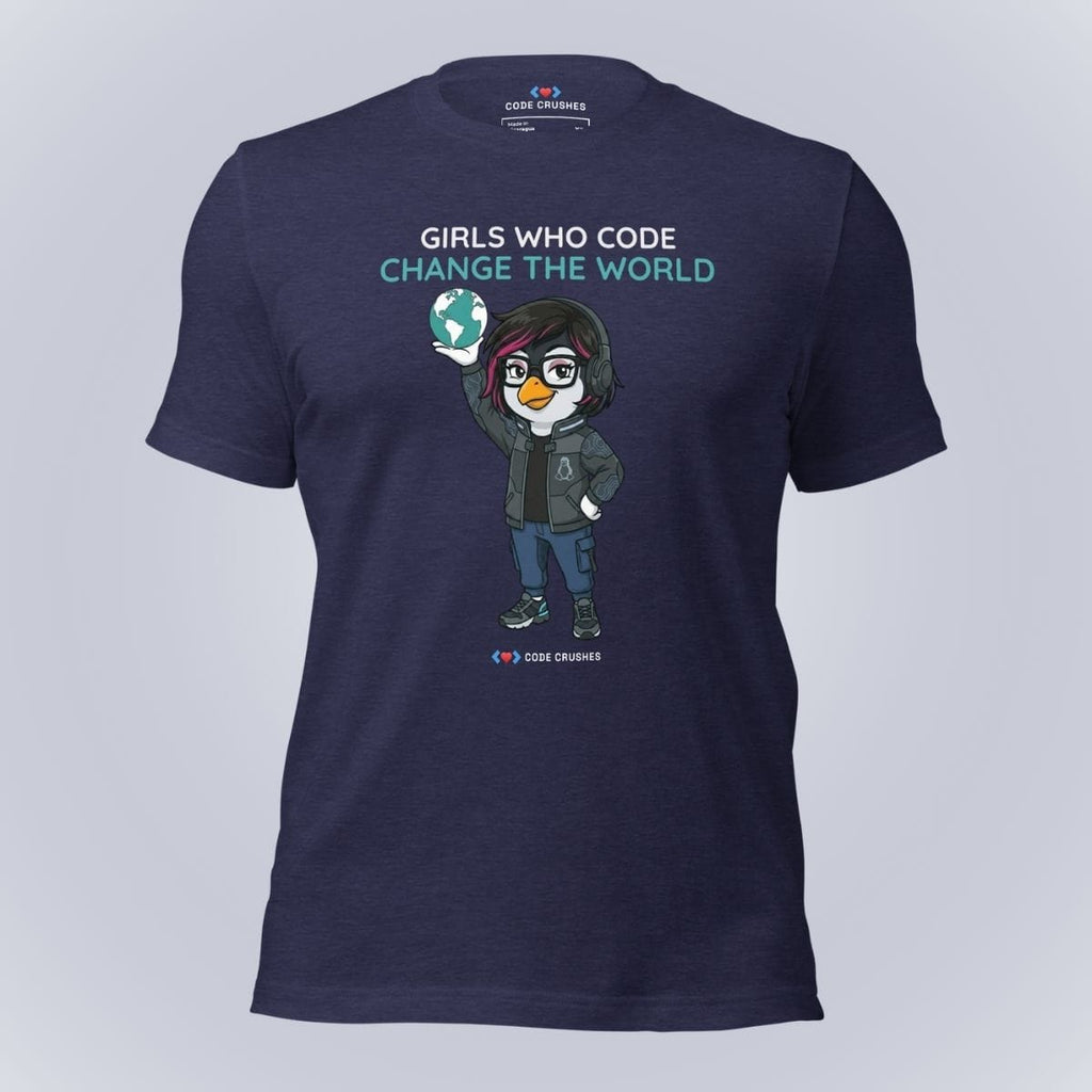 Code Crushes T-SHIRT Heather Midnight Navy / S Girls Who Code Change the World. T-Shirt