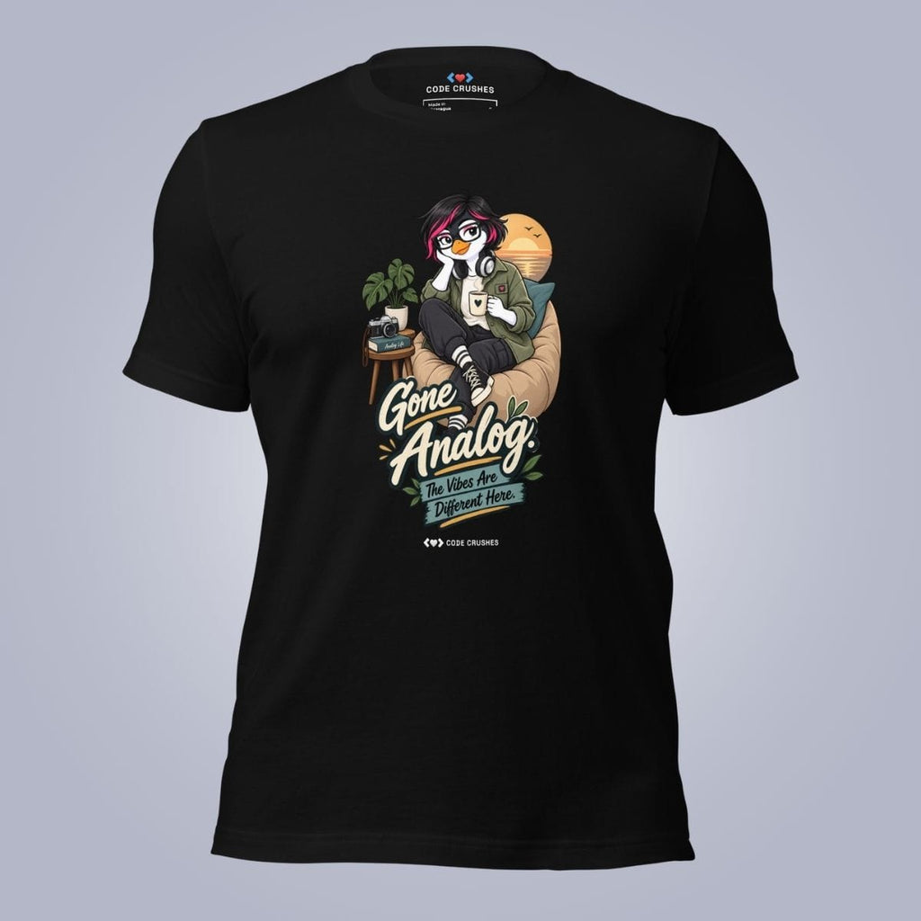 Code Crushes T-SHIRT Black / S Gone Analog, The Vibes Are Different Here T-Shirt