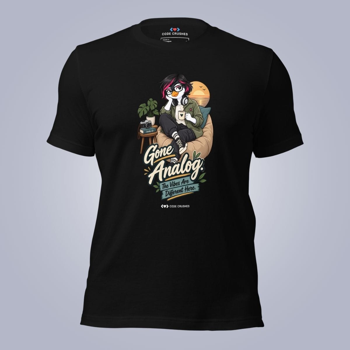 Code Crushes T-SHIRT Black / S Gone Analog, The Vibes Are Different Here T-Shirt
