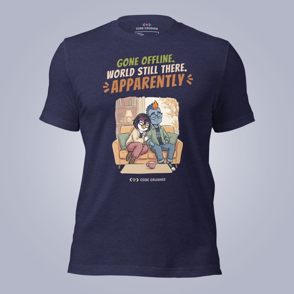 Code Crushes T-SHIRT Heather Midnight Navy / S Gone Offline, World Still There T-Shirt