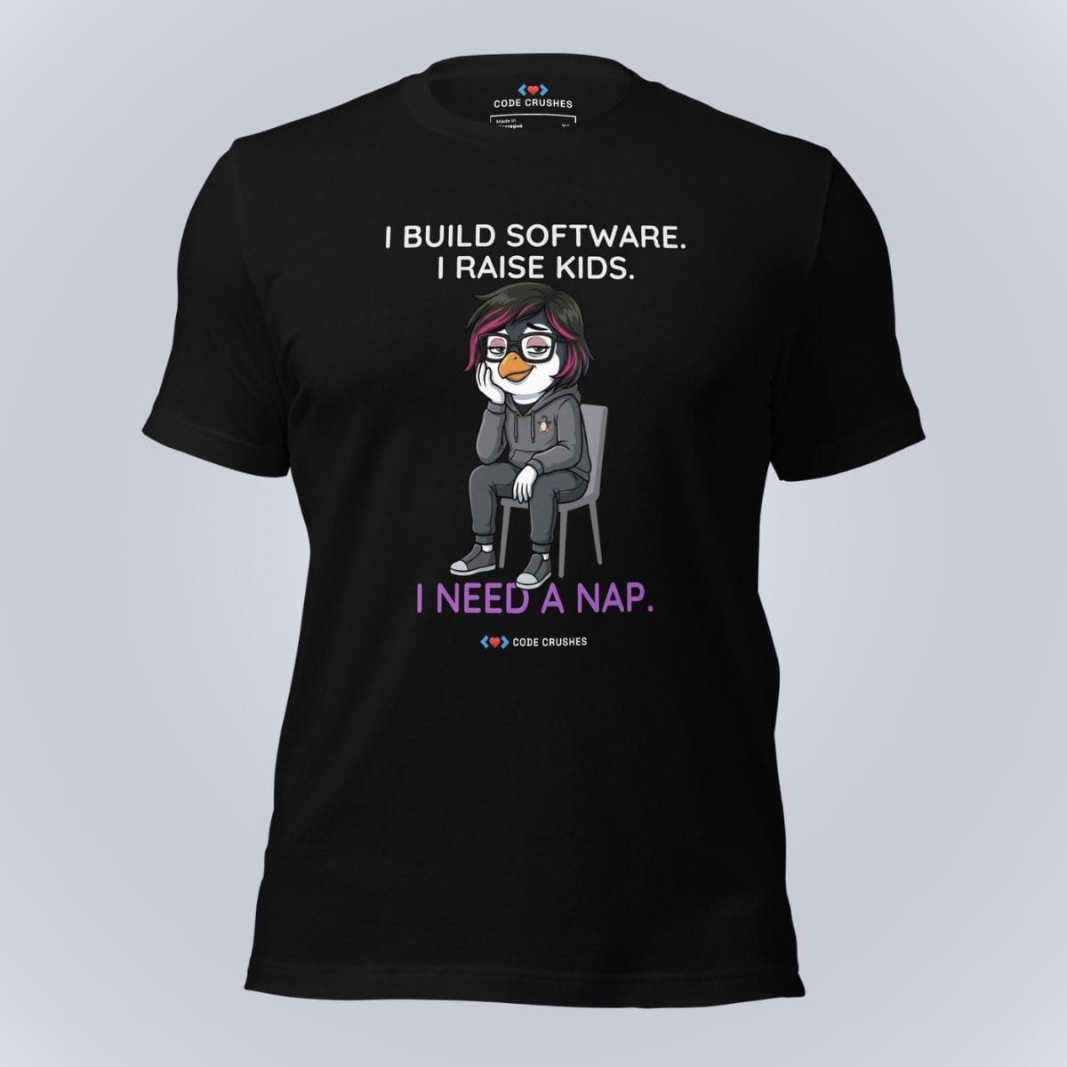 Code Crushes T-SHIRT Black / S I Build Software. I Raise Kids. I Need a Nap. T-Shirt