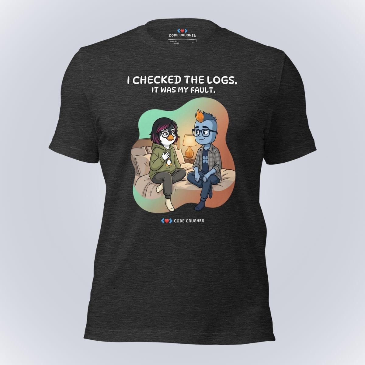 Code Crushes T-SHIRT Dark Grey Heather / S I Checked the Logs. It Was My Fault. T-Shirt