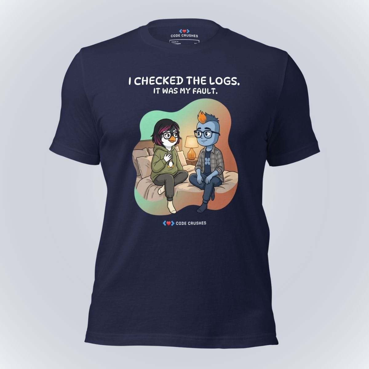 Code Crushes T-SHIRT Navy / S I Checked the Logs. It Was My Fault. T-Shirt
