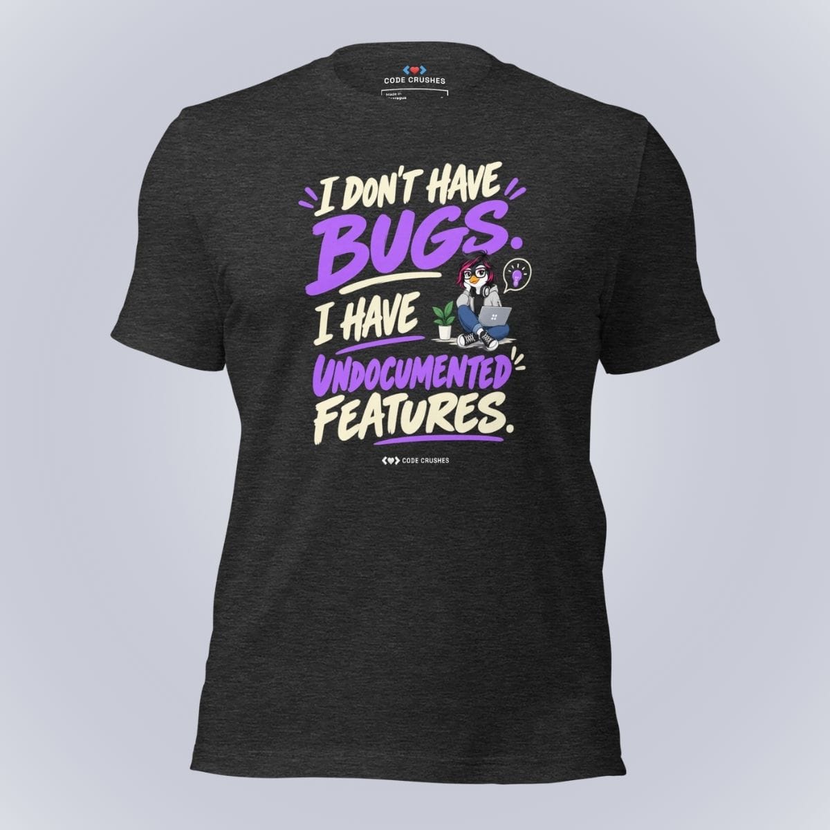 Code Crushes T-SHIRT Dark Grey Heather / S I Don't Have Bugs, I Have Undocumented Features T-Shirt