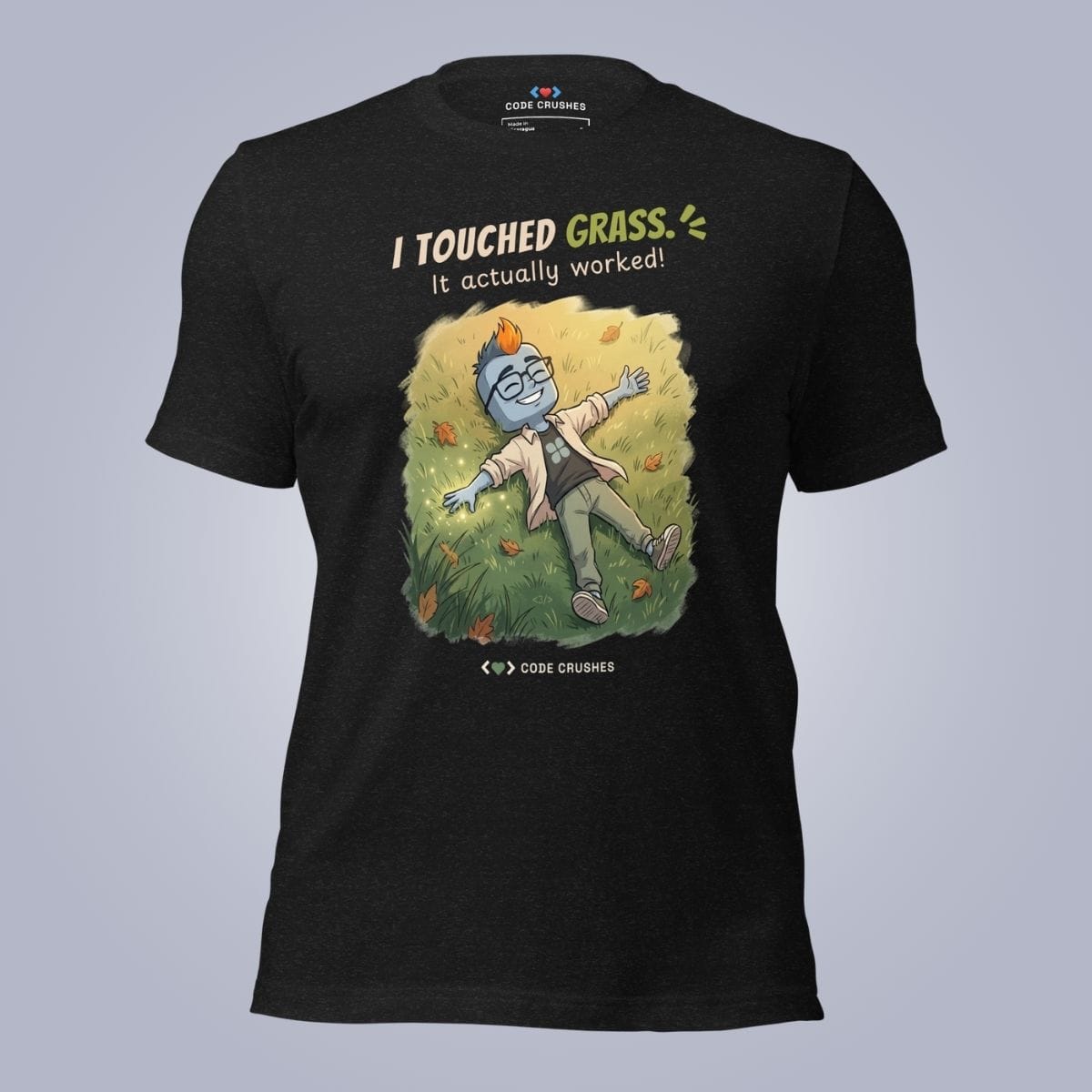 Code Crushes T-SHIRT Black Heather / S I Touched Grass. It Actually Worked. T-Shirt
