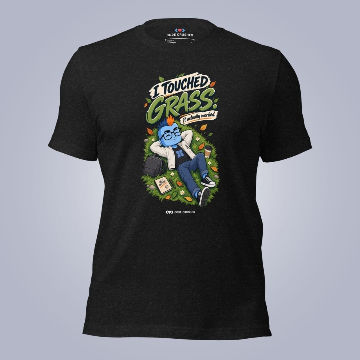 Code Crushes T-SHIRT Black Heather / S I Touched Grass. It Actually Worked. T-Shirt