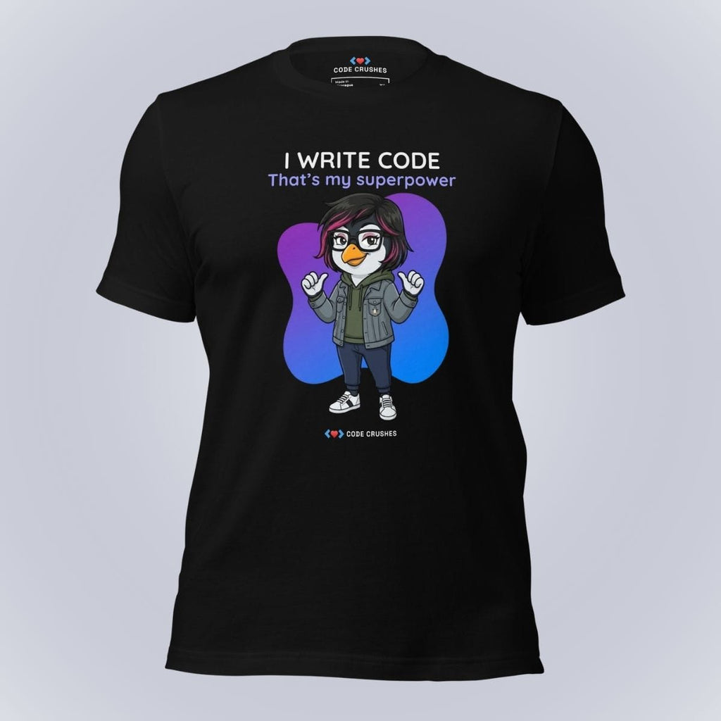 Code Crushes T-SHIRT Black / S I Write Code. That's My Superpower. T-Shirt