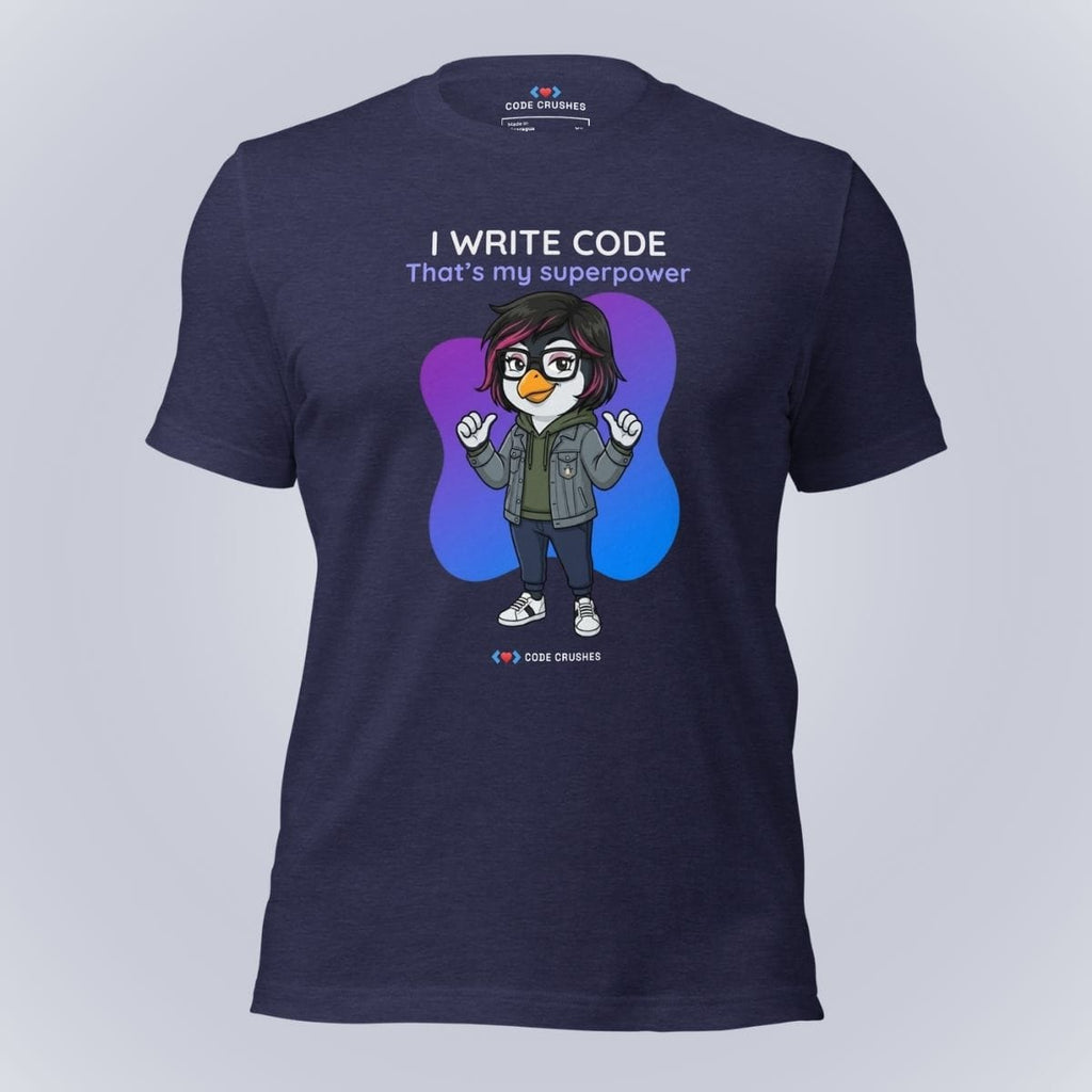 Code Crushes T-SHIRT Heather Midnight Navy / S I Write Code. That's My Superpower. T-Shirt