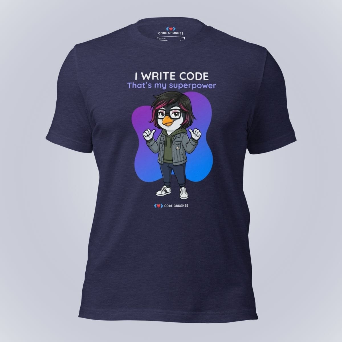 Code Crushes T-SHIRT Heather Midnight Navy / S I Write Code. That's My Superpower. T-Shirt
