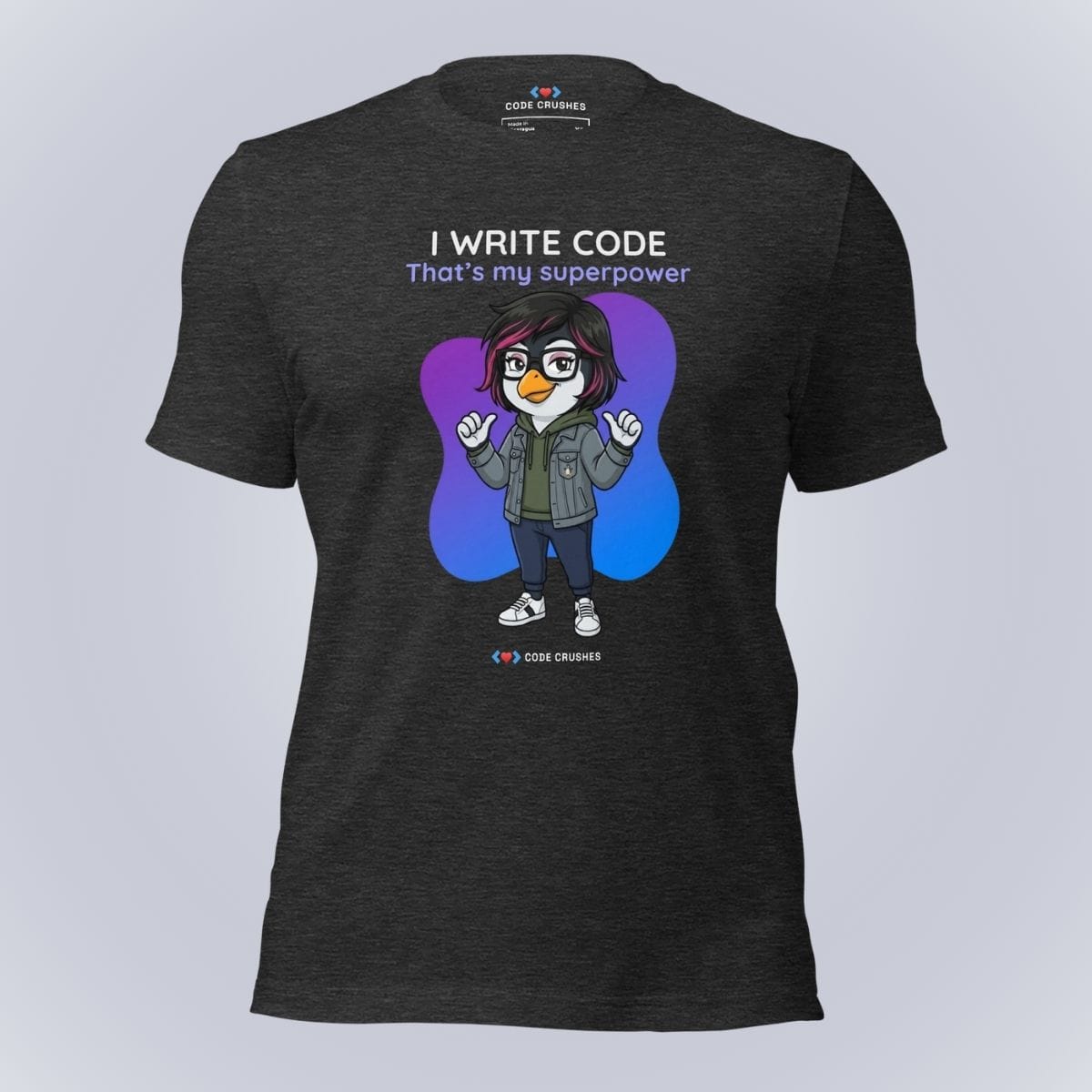 Code Crushes T-SHIRT Dark Grey Heather / S I Write Code. That's My Superpower. T-Shirt