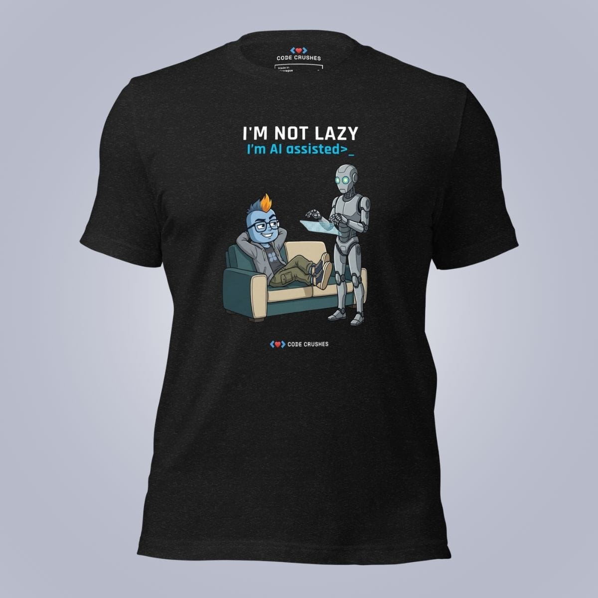 Code Crushes T-SHIRT Black Heather / S I'm Not Lazy, I'm AI Assisted T-Shirt