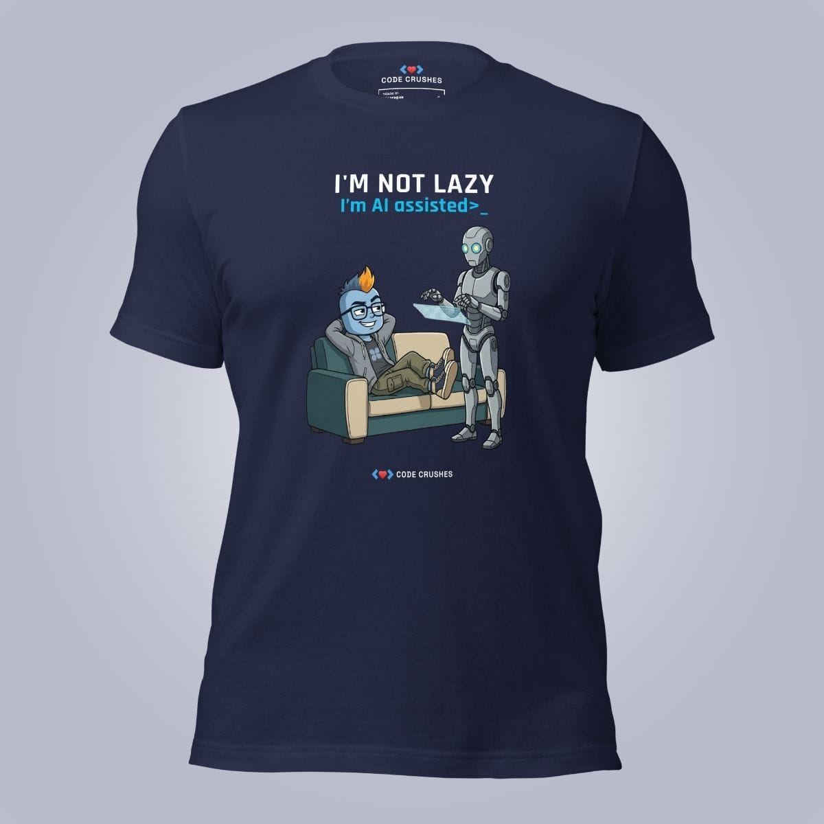 Code Crushes T-SHIRT Navy / S I'm Not Lazy, I'm AI Assisted T-Shirt