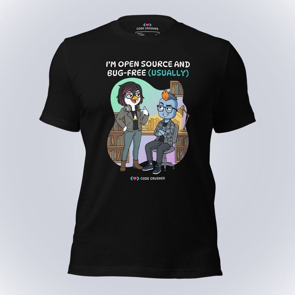Code Crushes T-SHIRT Black / S I'm Open Source and Bug-Free (Usually) T-Shirt