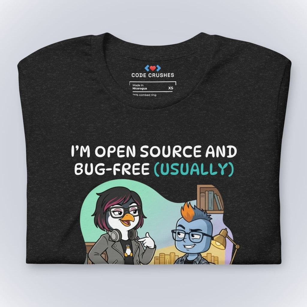 Code Crushes T-SHIRT I'm Open Source and Bug-Free (Usually) T-Shirt