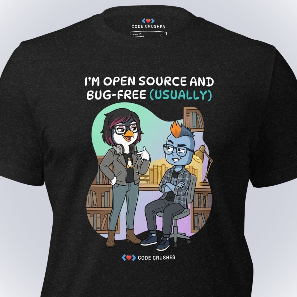 Code Crushes T-SHIRT I'm Open Source and Bug-Free (Usually) T-Shirt