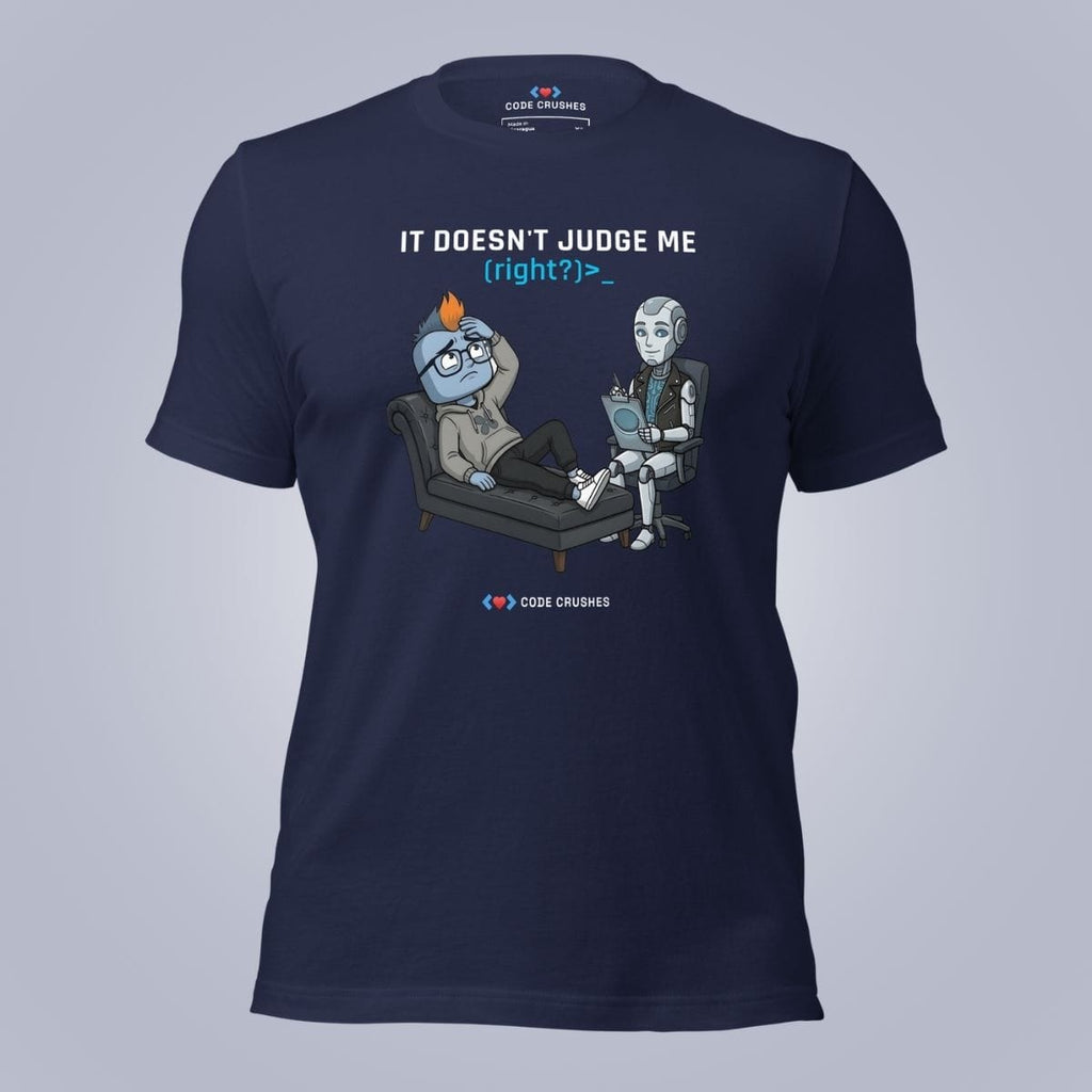 Code Crushes T-SHIRT Navy / S It Doesn't Judge Me (Right?) T-Shirt