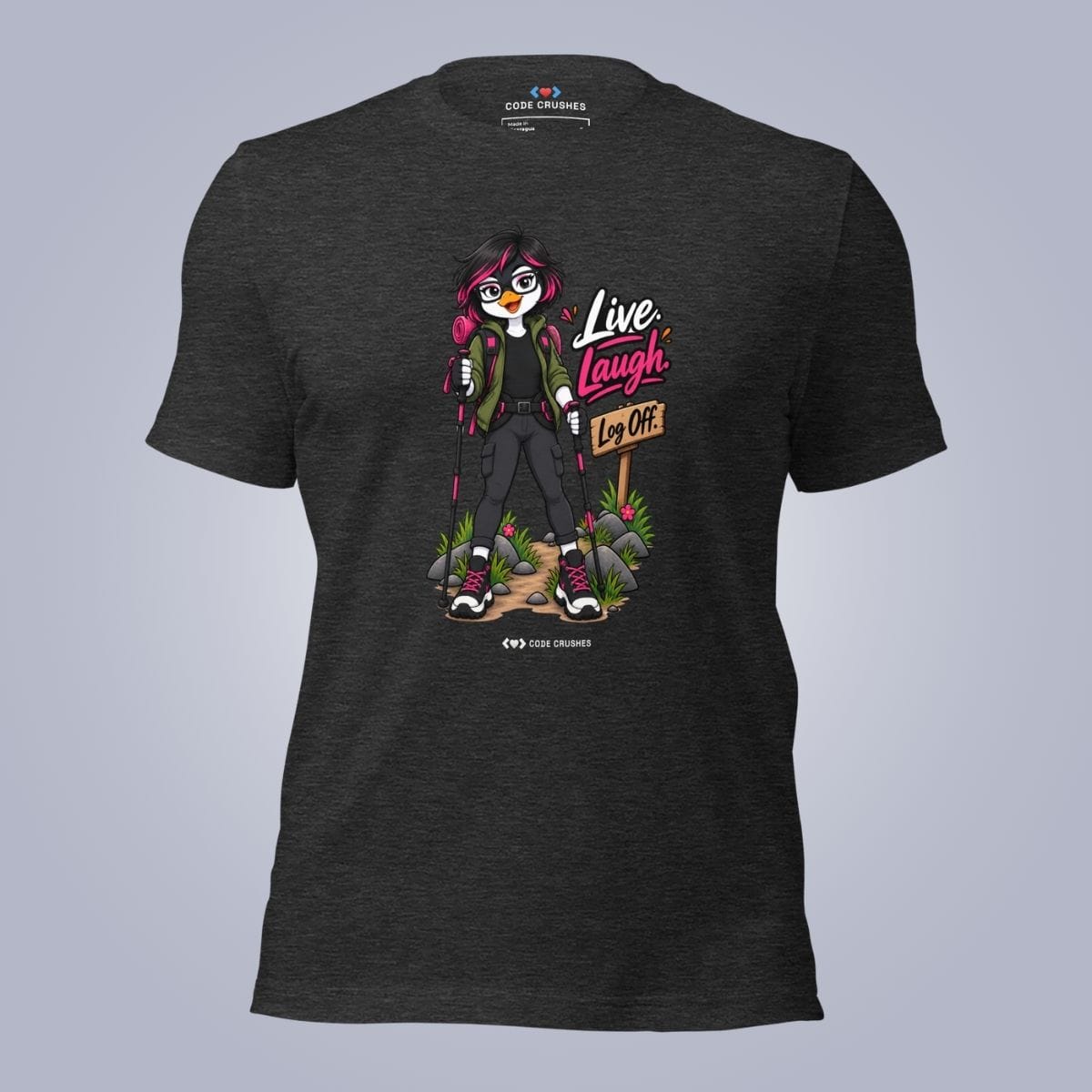 Code Crushes T-SHIRT Dark Grey Heather / S Live. Laugh. Log Off. T-Shirt