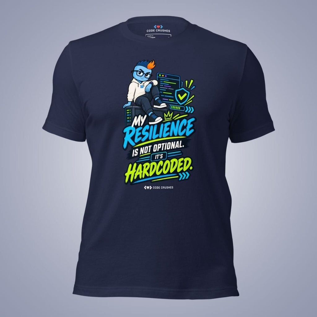 Code Crushes T-SHIRT Navy / S My Resilience Is Not Optional, It's Hardcoded T-Shirt