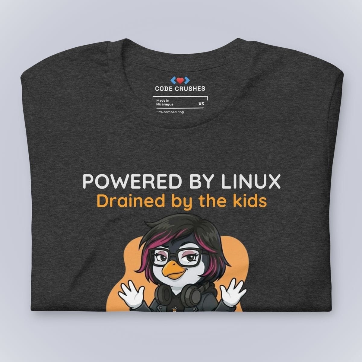Code Crushes T-SHIRT Powered by Linux. Drained by the Kids. T-Shirt