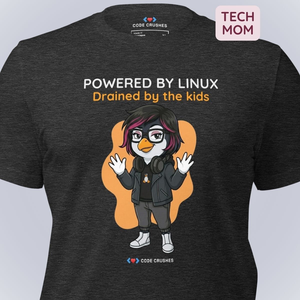 Code Crushes T-SHIRT Powered by Linux. Drained by the Kids. T-Shirt