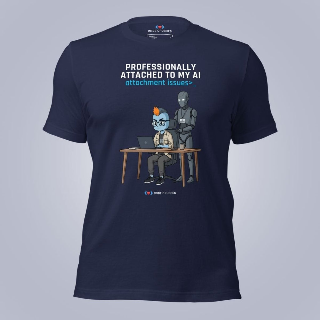 Code Crushes T-SHIRT Navy / S Professionally Attached to My AI T-Shirt