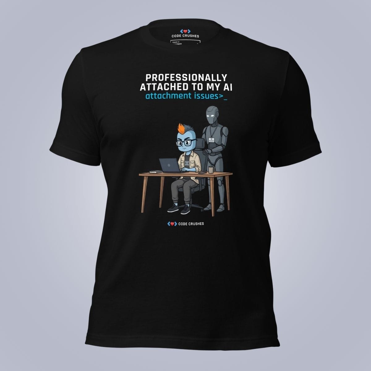 Code Crushes T-SHIRT Black / S Professionally Attached to My AI T-Shirt