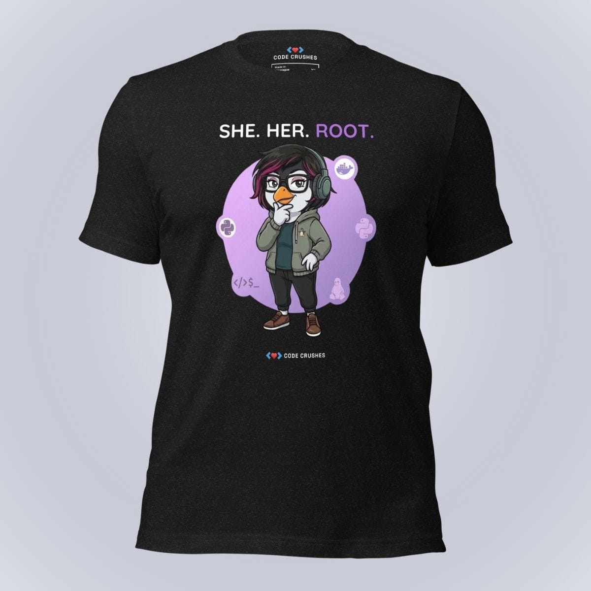 Code Crushes T-SHIRT Black Heather / S She. Her. Root. T-Shirt