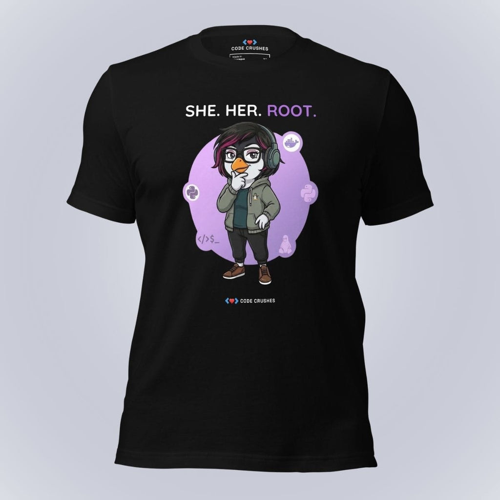 Code Crushes T-SHIRT Black / S She. Her. Root. T-Shirt