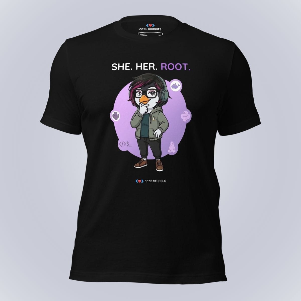 Code Crushes T-SHIRT Black / S She. Her. Root. T-Shirt