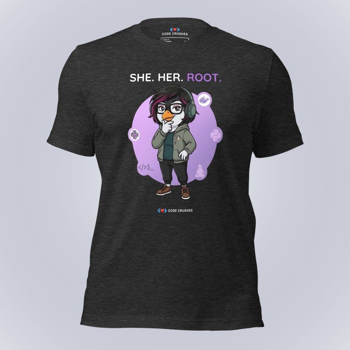 Code Crushes T-SHIRT Dark Grey Heather / S She. Her. Root. T-Shirt