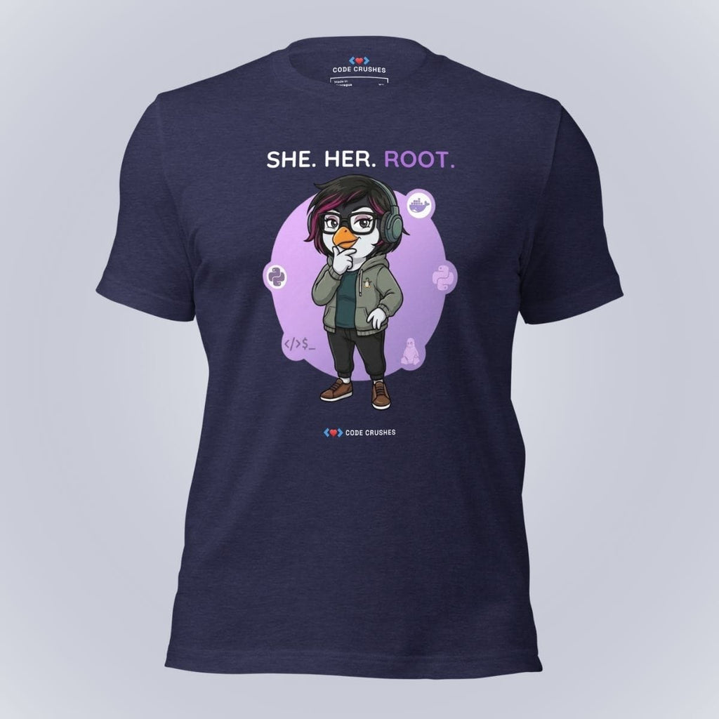 Code Crushes T-SHIRT Heather Midnight Navy / S She. Her. Root. T-Shirt