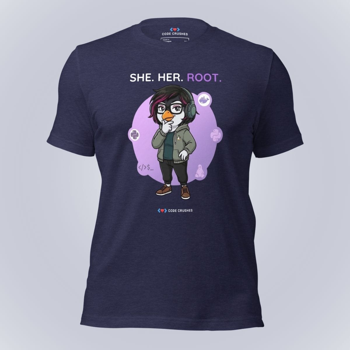 Code Crushes T-SHIRT Heather Midnight Navy / S She. Her. Root. T-Shirt