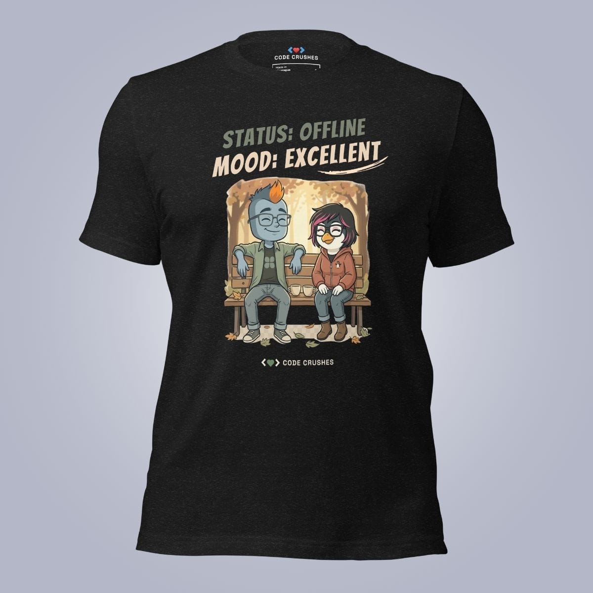 Code Crushes T-SHIRT Black Heather / S Status: Offline, Mood: Excellent T-Shirt