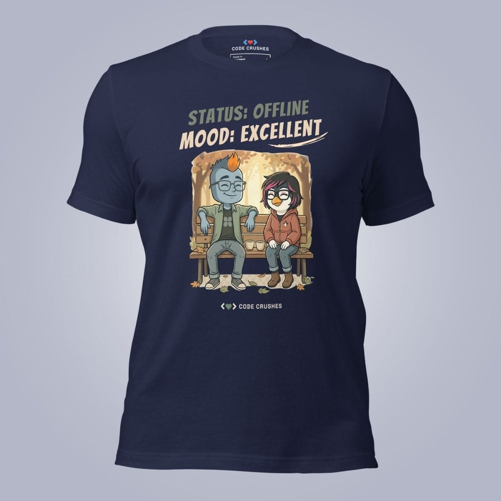 Code Crushes T-SHIRT Navy / S Status: Offline, Mood: Excellent T-Shirt