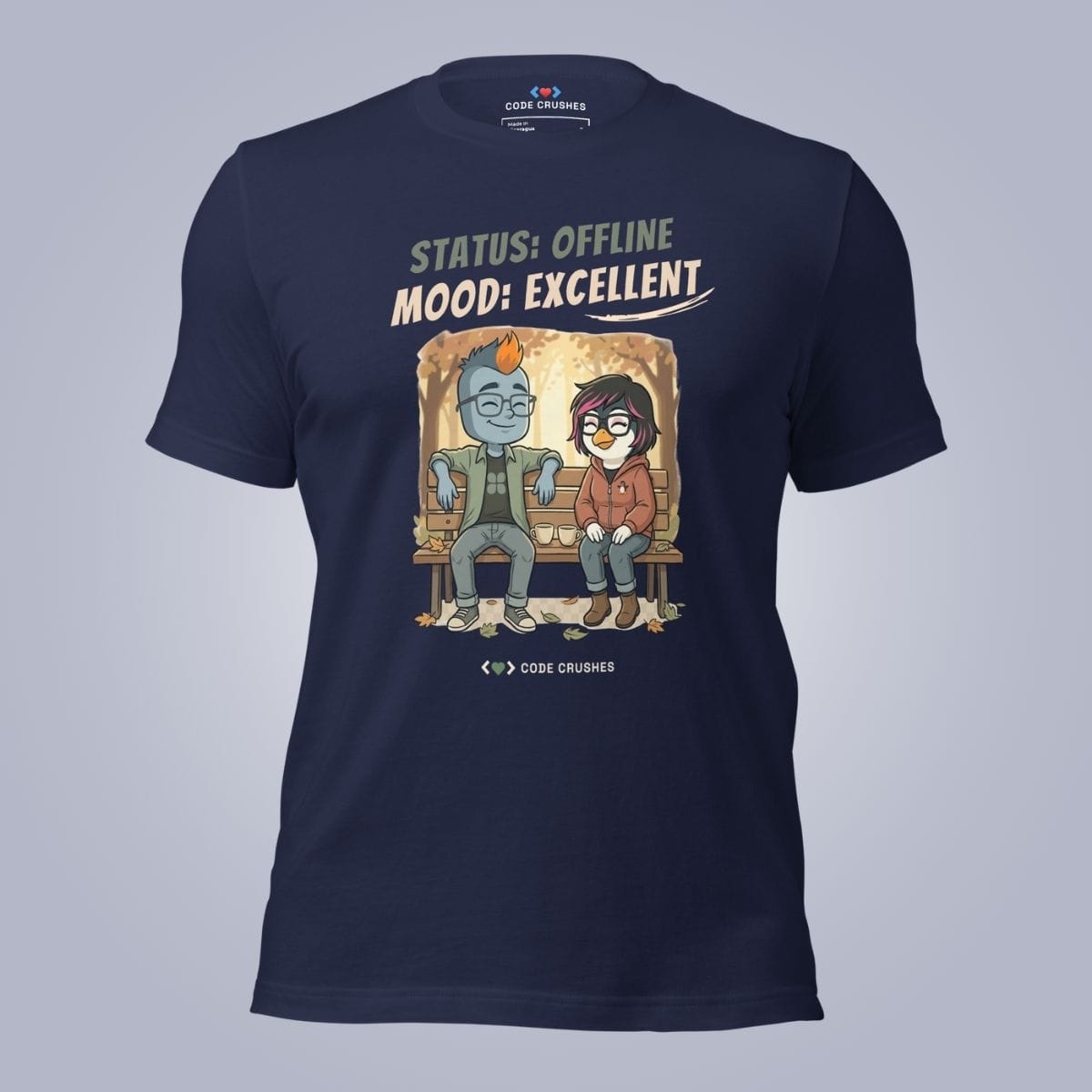 Code Crushes T-SHIRT Navy / S Status: Offline, Mood: Excellent T-Shirt