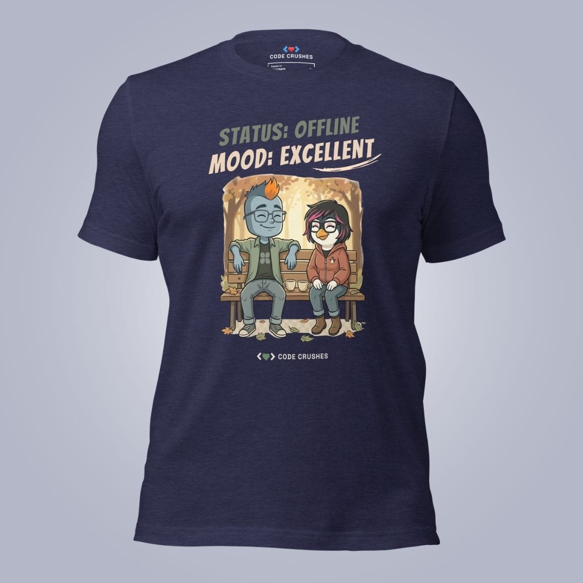 Code Crushes T-SHIRT Heather Midnight Navy / S Status: Offline, Mood: Excellent T-Shirt
