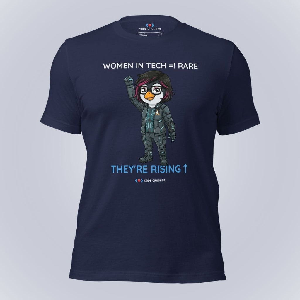 Code Crushes T-SHIRT Navy / S Women in Tech Are Rare. They're Rising. T-Shirt